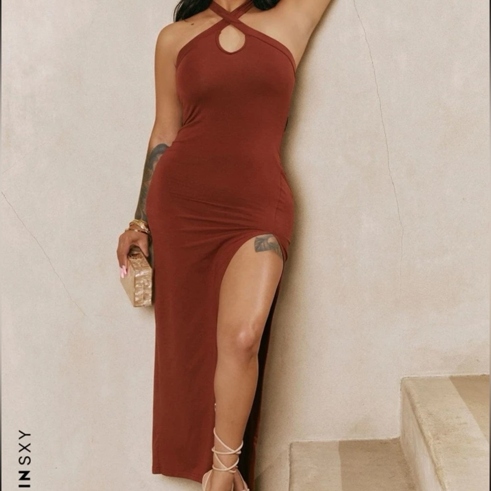 Halter MIDI Dress with slit